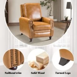 Cigar Mid-century Genuine Leather Recliner With Nailhead Trim By HULALA HOME - CAMEL -Baxton Acme Shop 2cb1480b e4bc 4f53 b4cf 5d255580664f