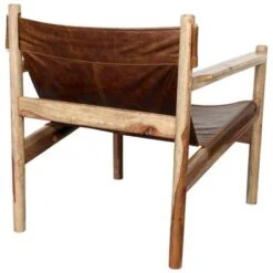 Handmade Wanderloot Genoa Solid Sheesham And Leather Sling Chair (India) - Indian Rosewood -Baxton Acme Shop 2d751ee1 13f0 4f5a 9883 778fdd550437