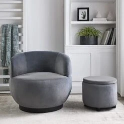 Swivel Barrel Chair With Storage Ottoman - Grey 25 Swivel Barrel Chair With Storage Ottoman - Grey -Baxton Acme Shop 2e6c87a8 57b1 4966 ac32 2856abeca3bb