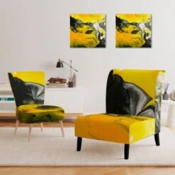 Designart "Yellow, White And Black Marbled Acrylic" Upholstered Modern Accent Chair - Arm Chair - Arm Chair -Baxton Acme Shop 2efdd8c7 bcb1 457b 802e 77ad0c43ecb2