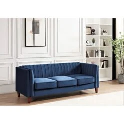 Line Tufted Square Design Sofa - Dark Blue -Baxton Acme Shop 2f429f18 2904 48cc 8105 3be24e6707eb
