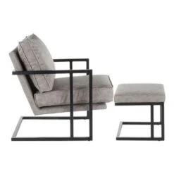 Roman Industrial Faux Leather Lounge Chair & Ottoman Set - N/A - Grey -Baxton Acme Shop 302e2349 db5c 4632 a401 651dc7161cd3
