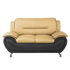 Sanuel 61.3" Faux Leather Pillow Top Arm Loveseat - Cream White -Baxton Acme Shop 304a6b9f cfac 4e13 835b dd85c528aa9b