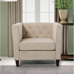 Lisette 33.1'' Velvet Square Arm Chair - Black -Baxton Acme Shop 3155c541 f7df 4e08 85f1 793ec26ffd6e