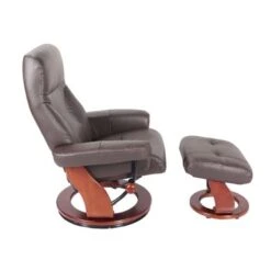 Almond Genuine Leather Recliner And Ottoman - Cognac -Baxton Acme Shop 31dd8bd3 2331 4755 b491 d2917dee6168