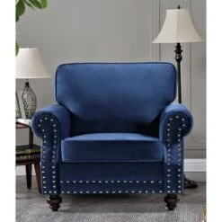 Suffield Velvet Nailhead Armchair - Black -Baxton Acme Shop 320e6c46 4216 4dd2 8d04 5dc2a550ac3d
