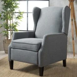 Wescott Wingback Pushback Recliner By Christopher Knight Home - Navy Blue -Baxton Acme Shop 324a784f 04ee 4bf7 9046 e031156e9033