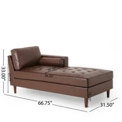 Malinta Contemporary Tufted Chaise Lounge By Christopher Knight Home - 66.75" L X 31.50" W X 33.00" H - Dark Brown + Espresso -Baxton Acme Shop 324ce239 ddd1 4dee a865 24b1131fad18