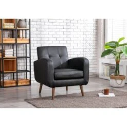 Porthos Home Suri Accent Chair, Fabric Or PU Upholstery, Rubberwood Legs - Blue Fabric -Baxton Acme Shop 32b19afa a4a2 4e39 8f04 1d78890ef474