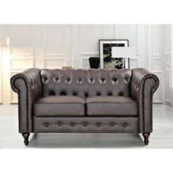 Brooks Classic Chesterfield 2-Piece Living Room Set-Loveseat & Sofa - Dark Blue -Baxton Acme Shop 34682640 b333 4f20 9f85 519729c76e7d