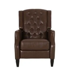 Sadlier Faux Leather Tufted Pushback Recliner By Christopher Knight Home - Dark Brown