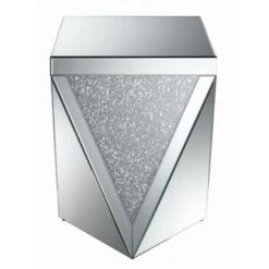 Square End Table With Triangle Detailing Silver And Clear Mirror -Baxton Acme Shop 35090ff1 1ee3 439d 85a9 9e863bf4e06b