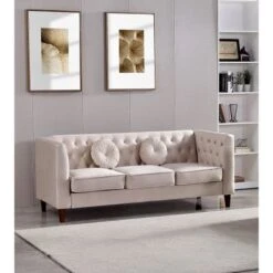 Fancher Kittleson Classic Chesterfield Sofa - Dark Blue -Baxton Acme Shop 3542e14b 3505 4ba8 9592 6c6c67c5194f