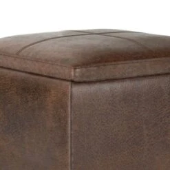 WYNDENHALL Townsend 17 Inch Wide Contemporary Square Storage Ottoman - Distressed Saddle Brown -Baxton Acme Shop 35617ede 36ab 4bcd 9267 7ffa915733c0