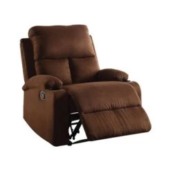 Velvet Upholstered Recliner With Armrest - Beige -Baxton Acme Shop 366aa8a4 ed42 4c75 be29 c3d6f25fcbd0