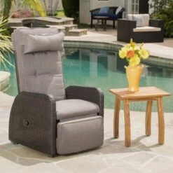 Ostia Wicker Recliner With Cushion By Christopher Knight Home - Brown -Baxton Acme Shop 36c5dc4f 13e8 40e2 8708 dc8ef03f0430