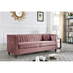 Lowery Kitts Velvet Classic Chesterfield Living Room Set - Beige -Baxton Acme Shop 36eadc1f 3211 4f72 8858 e0e49766482e