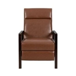 Fernhill Faux Leather Upholstered Pushback Recliner By Christopher Knight Home - Cognac Brown/ Dark Espresso