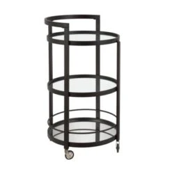 Hause 21'' Wide Round Bar Cart - 21" Wide - Blackened Bronze -Baxton Acme Shop 37a5dc10 4c15 40f6 bec1 daff766eeaf2