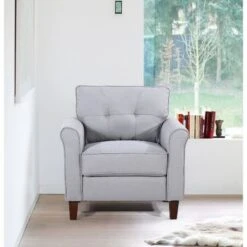 Kouchouk 32.9'' Wide Tufted Linen Armchair - Drak Grey -Baxton Acme Shop 38098c93 4469 417a 92b4 6db735e92b69