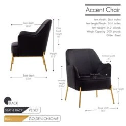 Porthos Home Kori Accent Chair, Velvet Upholstery, Gold Chrome Legs - Blue -Baxton Acme Shop 3975f64f 8709 4af6 8f16 0df9e294fb81