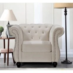 Kemos Velvet Chesterfield 2-Piece Set-Chair And Sofa - Rose -Baxton Acme Shop 39a9bd0f a52e 4b70 8d94 4df468f8c576