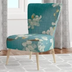 Designart "Blue Cherry Blossoms II" Upholstered Cabin & Lodge Accent Chair - Arm Chair - Side Chair -Baxton Acme Shop 39d7c5ec 1afc 48fd 98e9 135f59125485