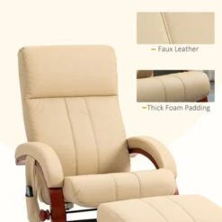 HOMCOM Recliner Chair With Ottoman, Electric Faux Leather Recliner - Beige -Baxton Acme Shop 3b68bd3b c58e 4fe8 bea1 15848b84dff5