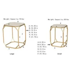 Glitzhome Set Of 2 Glam Glass Modern Side Table Sofa Table - Octagon-Gold -Baxton Acme Shop 3baca02d 4909 40ef 9df9 af528b3acdd4