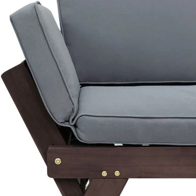 Clihome Outdoor Wooden Adjustable Daybed Sofa Chaise Lounge With Cushions - Beige 12 Clihome Outdoor Wooden Adjustable Daybed Sofa Chaise Lounge With Cushions - Beige - Image 10