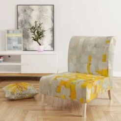Designart "Glam Yellow Explosion Blocks" Upholstered Modern Accent Chair - Arm Chair - Side Chair -Baxton Acme Shop 3c0111ca 187c 4506 a13a 859dce568ea6