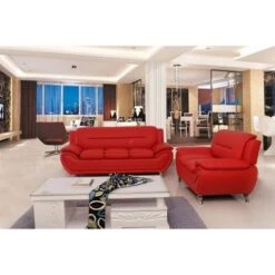 Michael Segura Sofa+Loveseat Living Room Set - Red