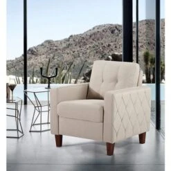 Gabrielo 35.2'' Linen Square Armchair - Beige