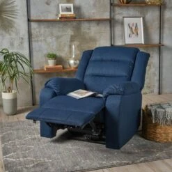 Adrianne Fabric Power Recliner Club Chair By Christopher Knight Home - Blue