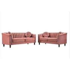 Hills Tufted Back Nailhead 2PCS Living Room Set - Rose -Baxton Acme Shop 3db7d2a0 fdf2 4034 87b5 23120fc1a4df