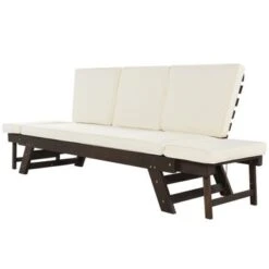 Clihome Outdoor Wooden Adjustable Daybed Sofa Chaise Lounge With Cushions - Beige 35 Clihome Outdoor Wooden Adjustable Daybed Sofa Chaise Lounge With Cushions - Beige -Baxton Acme Shop 3dce194d 0032 45ee 8bad 0906703a37ea