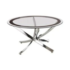 Glass Top Coffee Table Chrome And Black -Baxton Acme Shop 3e9fb838 8ec3 48e1 b097 6bc0ce285d3b