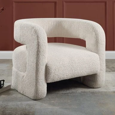 Teddy Sherpa Upholstered Accent Chair In White - White 4 Teddy Sherpa Upholstered Accent Chair In White - White - Image 2