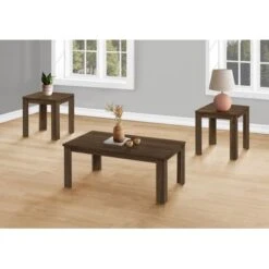Table Set/ 3pcs Set/ Coffee/ End/ Side/ Accent/ Living Room/ Laminate/ Walnut/ Transitional