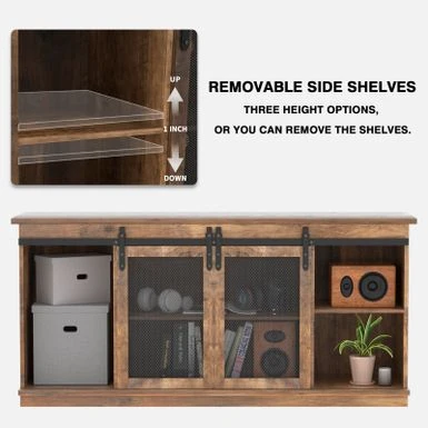TV Stand 2 -shelf For TVs 32'' Up To 65'',Barn Door,Adjustable Shelf,Larger Storage Space - Espresso 19 TV Stand 2 -shelf For TVs 32'' Up To 65'',Barn Door,Adjustable Shelf,Larger Storage Space - Espresso - Image 17