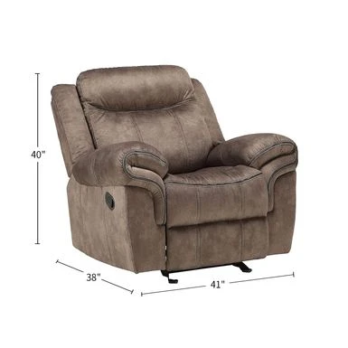 Velvet Upholstered Glider Recliner - Grey 6 Velvet Upholstered Glider Recliner - Grey - Image 4