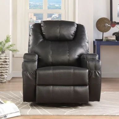 PU Upholstered Rocker Recliner With Swivel - Brown 5 PU Upholstered Rocker Recliner With Swivel - Brown - Image 3
