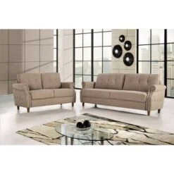 Bruce Nailhead Living Room Set-Loveseat & Sofa - Grey -Baxton Acme Shop 411f1a6d 7e7c 452b 9109 d15fdc0a2e45