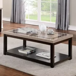 Transitional Dark Walnut Coffee Table