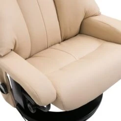HOMCOM Recliner With Ottoman Footrest, Recliner Chair With Vibration Massage, Faux Leather And Swivel Wood Base For Living Room - Beige -Baxton Acme Shop 41b6f505 4f03 4952 be74 fef5c438f5b7
