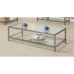 Ontario Coffee Table With Glass Shelf Black Nickel