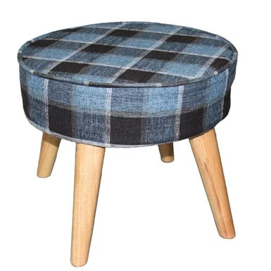 Ore International 13.5-inch Upholstered Teak Mid-century Foot Stool - Blue 3 Ore International 13.5-inch Upholstered Teak Mid-century Foot Stool - Blue