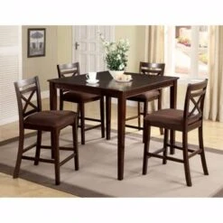 Weston I Dapper Five Counter Table Set, Transitional Style, Espresso - Wood