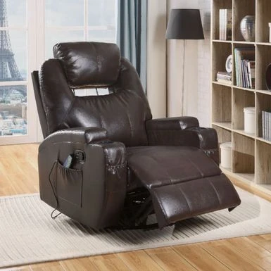 PU Upholstered Rocker Recliner With Swivel - Brown 9 PU Upholstered Rocker Recliner With Swivel - Brown - Image 7