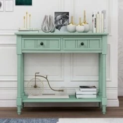 Daisy Series Console Table Traditional Design With Two Drawers And Bottom Shelf Acacia Mangium - Navy -Baxton Acme Shop 4272e7aa e859 48cc a01e 31829188d4d8